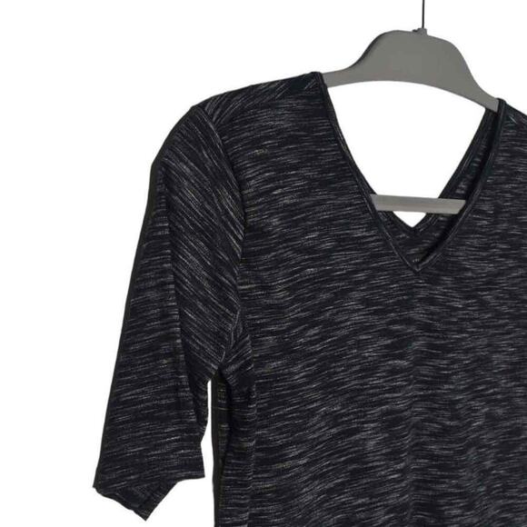 Ann Taylor Womens Black White Short Sleeve V-Neck Heathered Pattern T-Shirt XS - Picture 5 of 6